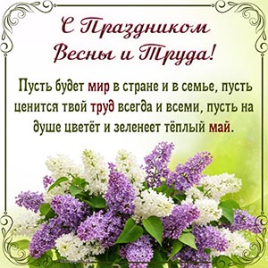Сирень и доброе поздравление с Праздником Весны и Труда