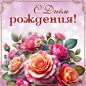 Открытка с прекрасным дизайном на день рождения женщине