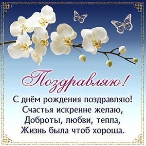Супер открытка с орхидеями и бабочками на день рождения