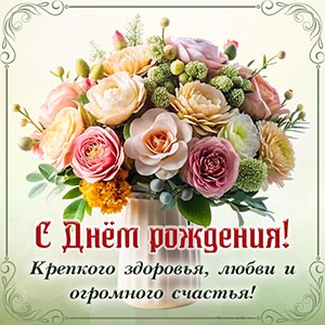 Картинка с цветочной композицией на день рождения