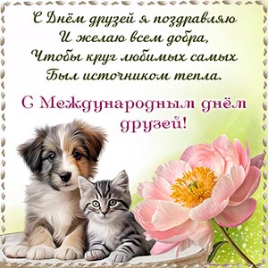 Надпись - с Днём друзей я поздравляю и желаю всем добра