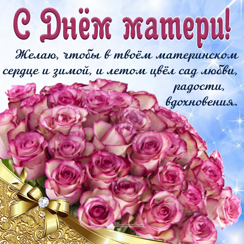 Картинка с красивыми розами и бантом на День матери