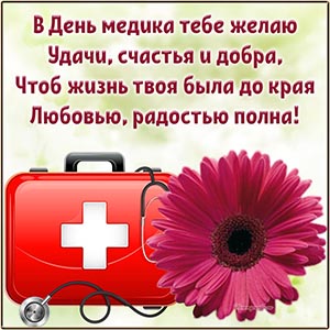 Цветок и душевное пожелание в стихах на День медика