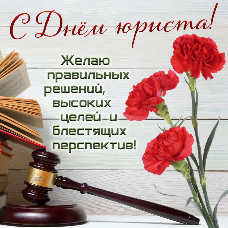 Милая картинка с красными гвоздиками на День юриста