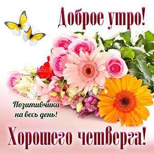 Букет, бабочки и слова - хорошего четверга, позитивчика