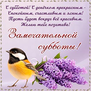 Открытка с цветами и птичкой для замечательной субботы
