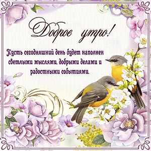 Роскошная картинка доброе утро с птичками и цветами