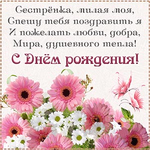 Слова - сестрёнка, спешу тебя поздравить с днём рождения