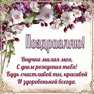 Поздравляю, внучка милая моя, с днём рождения тебя