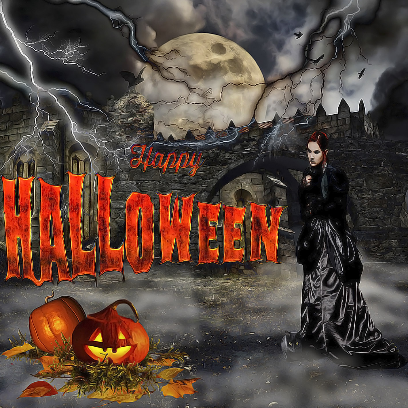 Картинка на Хэллоуин с мрачным замком