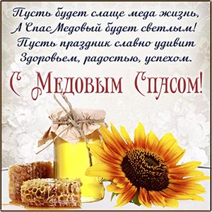 Изумительная открытка с подсолнухом на Медовый Спас