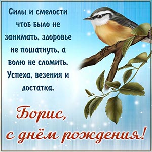 Птичка и пожелание Борису смелости, везения и достатка