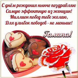 Поздравление в стихах и сладости в шоколаде Галине
