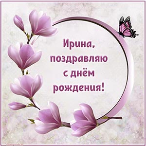 Надпись в рамочке - Ирина, поздравляю с днём рождения