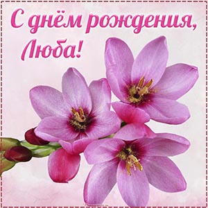 Изысканная картинка с цветочками Любе на день рождения