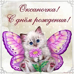 Супер открытка с котиком Оксаночке на день рождения