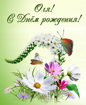 Полевые цветы с бабочками на День Рождения Ольге