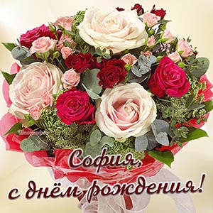Отличное поздравление с цветами Софии на день рождения