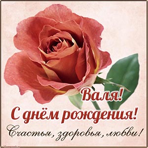 Цветок на розовом фоне и замечательное пожелание Вале