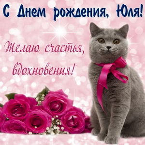 Красивый серый котик и розы для Юли