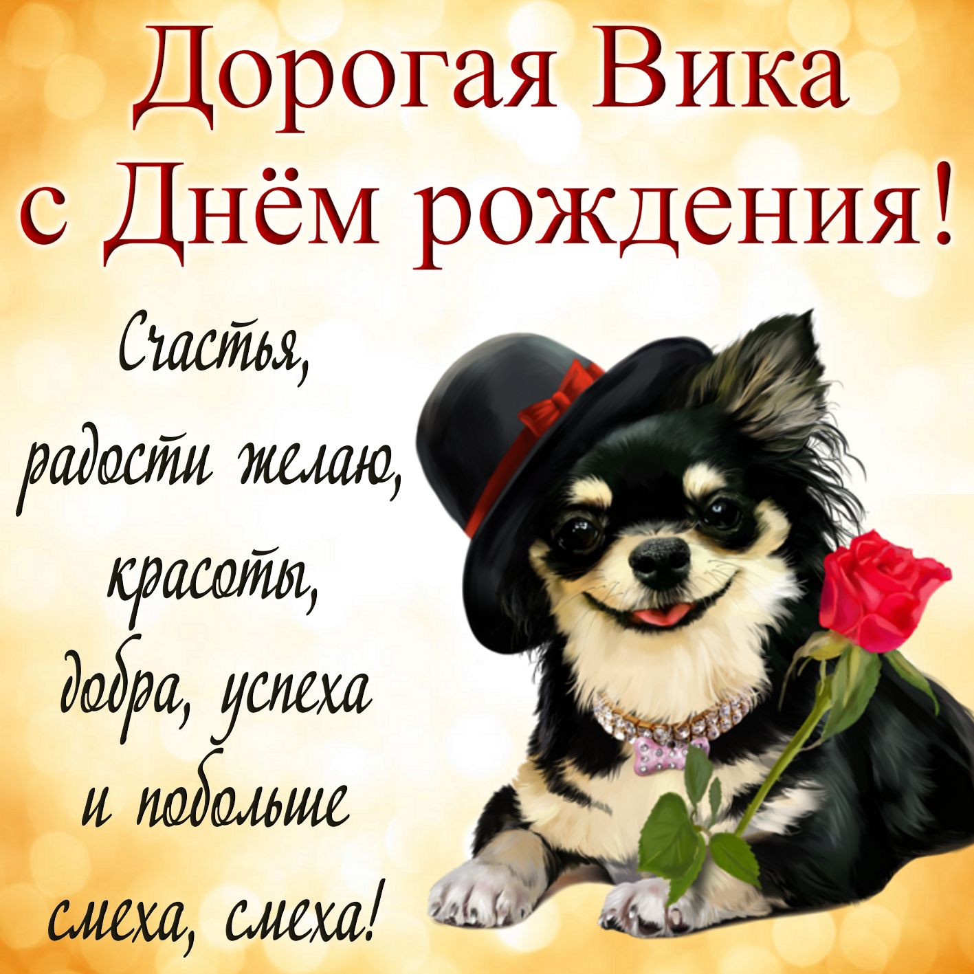 Собачка в шляпке Вике к Дню рождения