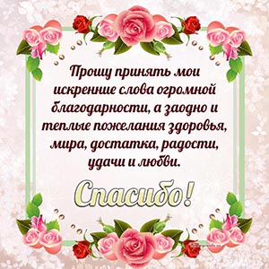 Прошу принять мои искренние слова огромной благодарности