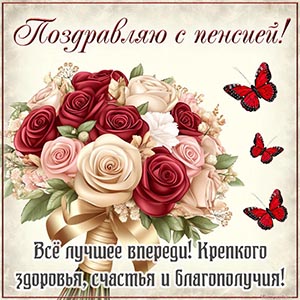Надпись - поздравляю с пенсией, всё лучшее впереди