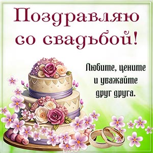 Поздравляю со свадьбой, любите и уважайте друг друга